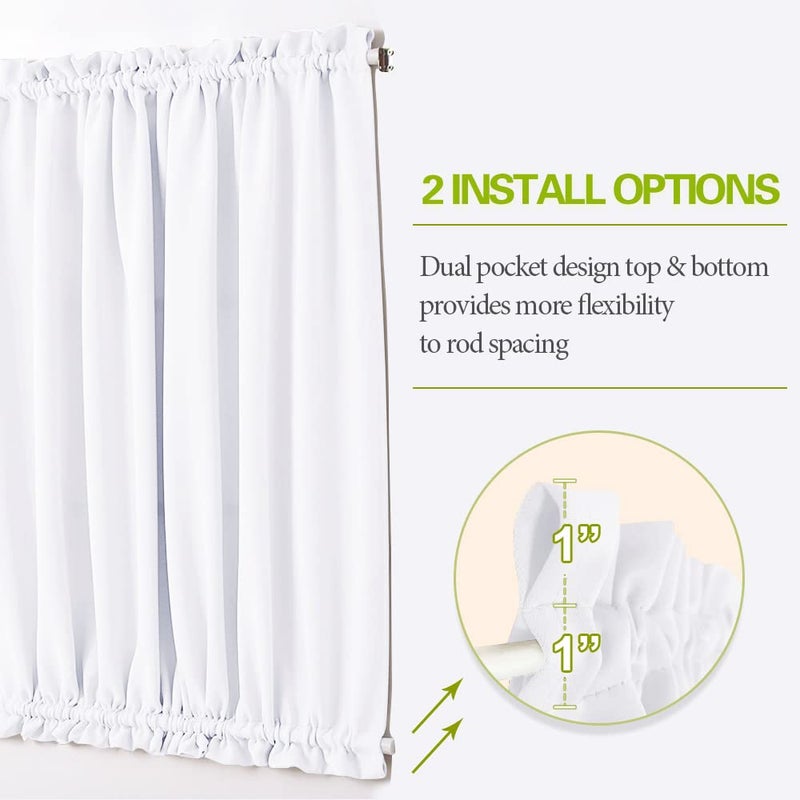 PONY DANCE Glass Door Curtain - Window Treatments Panels Solid Energy Efficient Rod Pocket for Metal French Patio Door Panel with Tieback, 54 x 72 inches, Pure White, Single Piece - Image 2